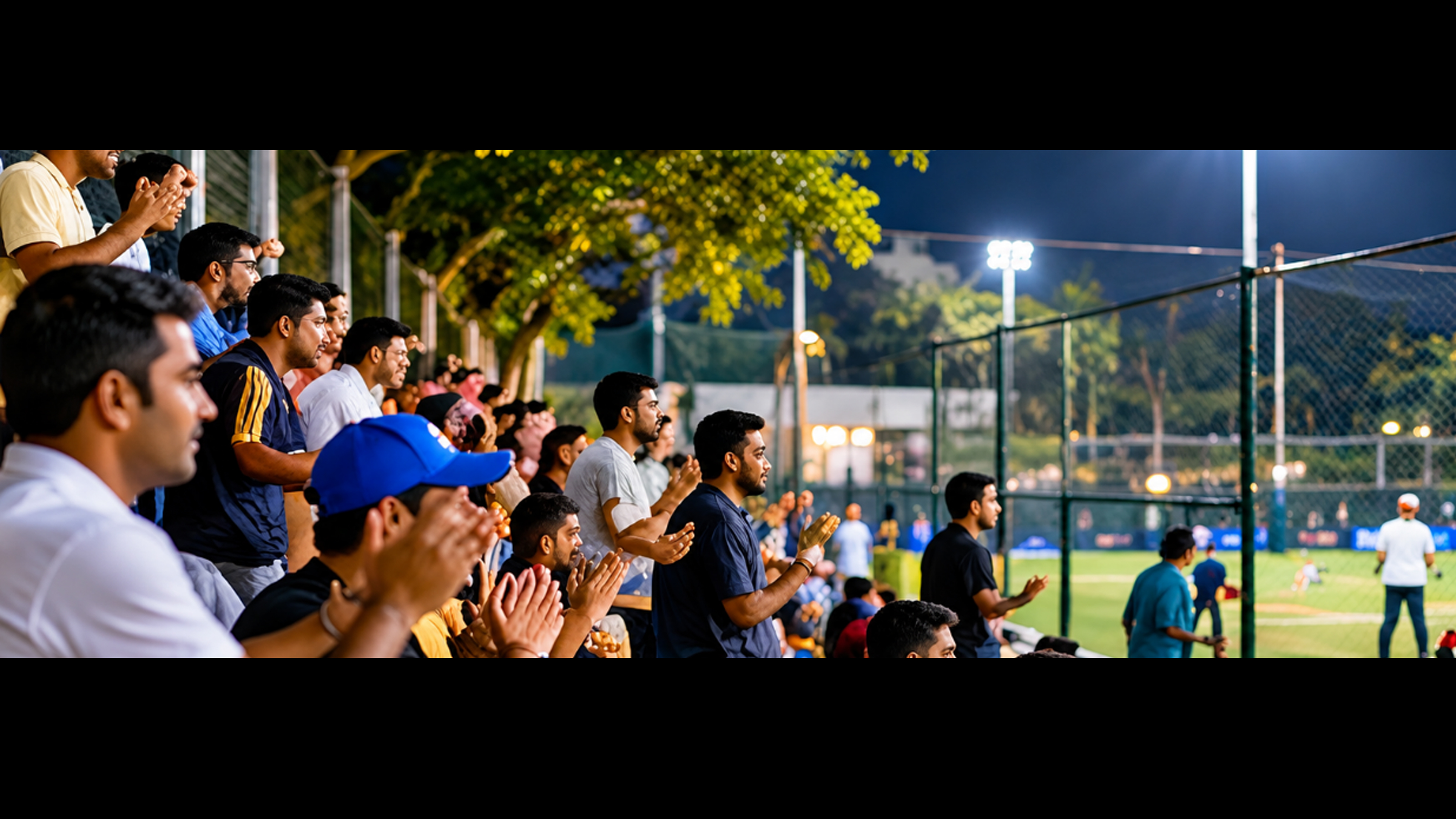 Spectators cheering during a cricket tournament