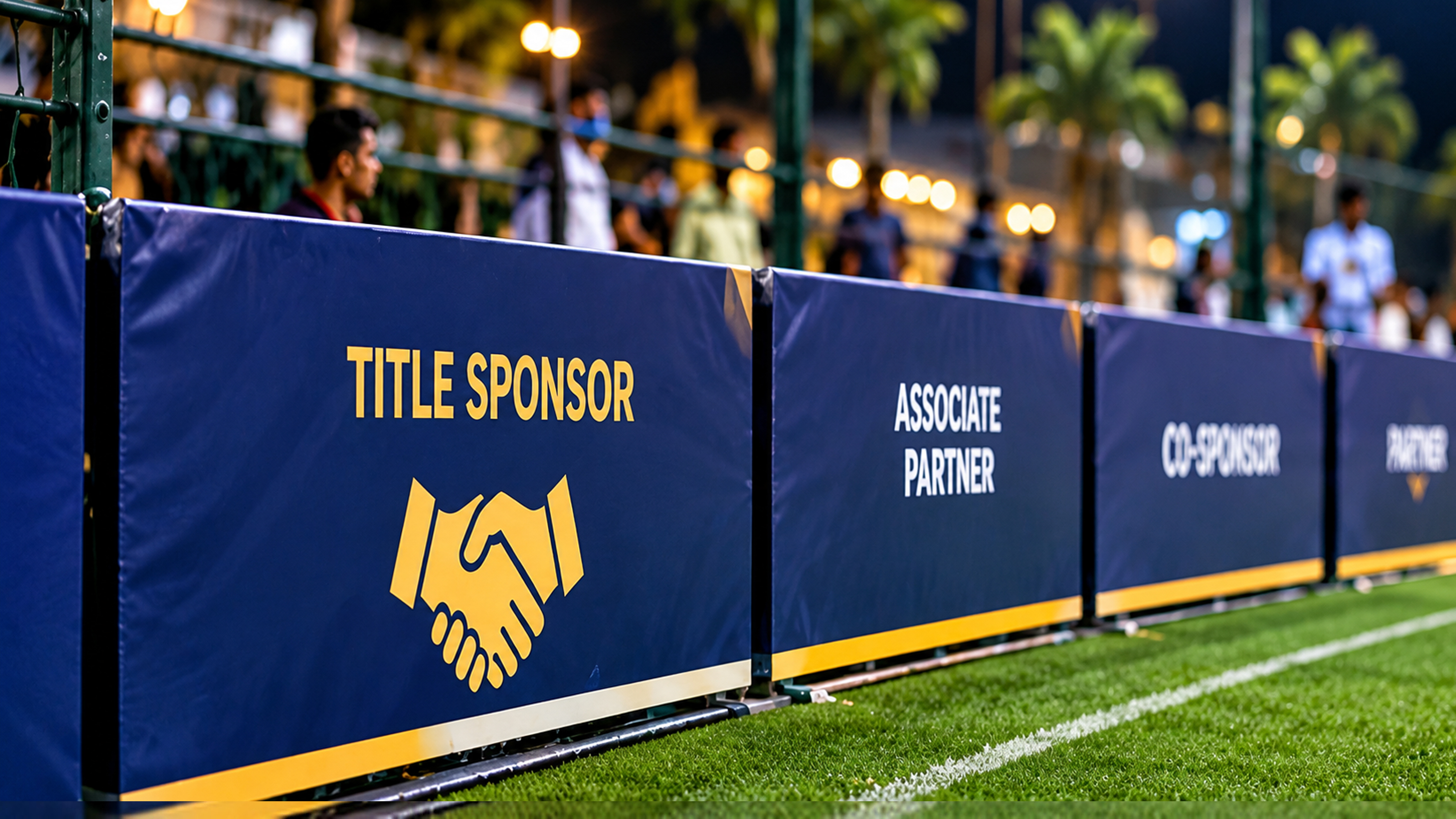 Sponsor branding around a cricket ground